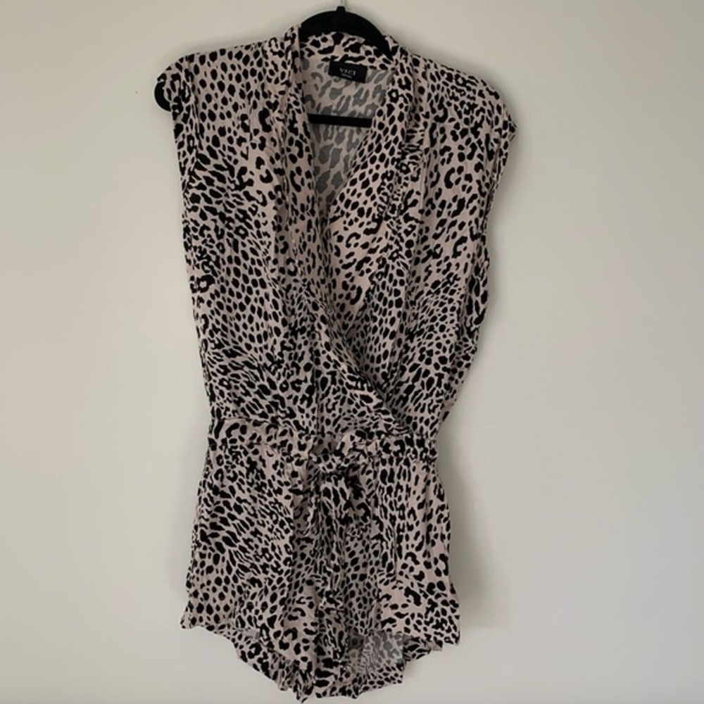 Vici Romper Women's Cream Black Cheetah Print Satin Romper